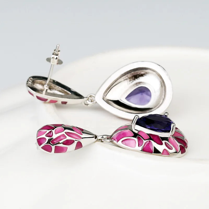 Purple Enamel Exquisite Earrings