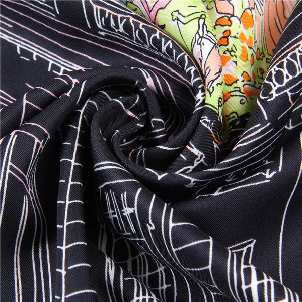 Ourania Night City Print Square Scarf