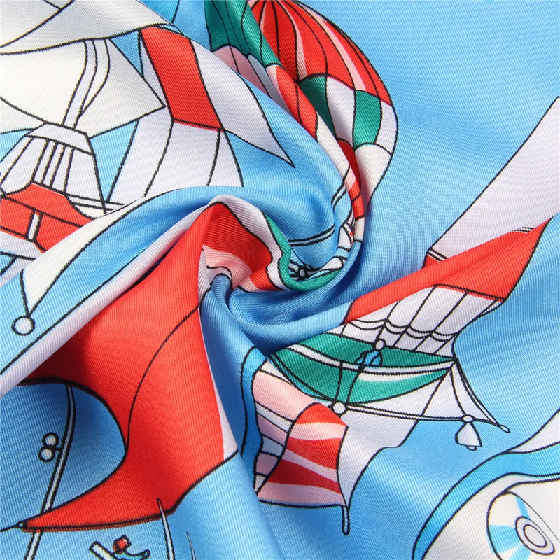 Rallou Boat Print Square Scarves