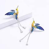 Bird Pendant  Epoxy Tassel Earrings